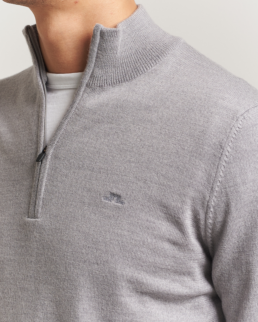 Uomini | Maglieria | J.Lindeberg | Kiyan Merino Half Zip Medium Grey Melange