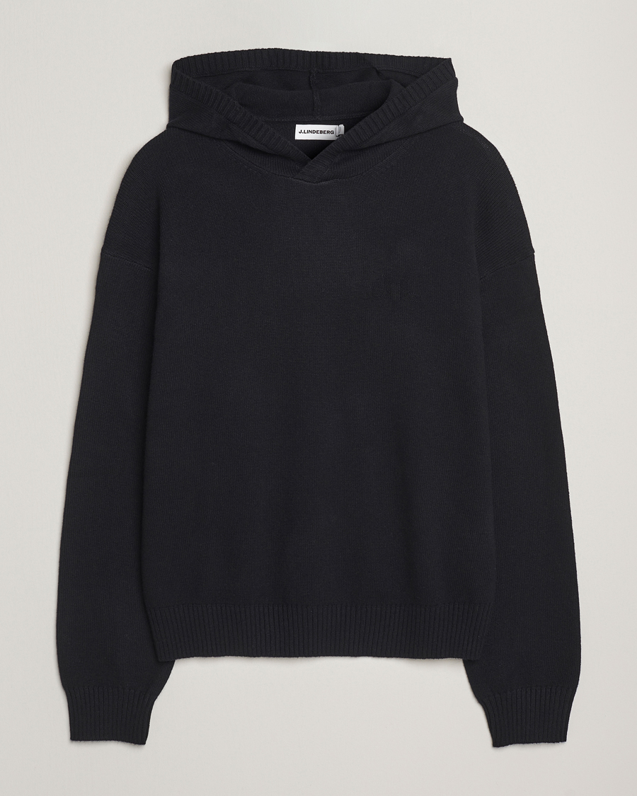Uomini | Maglieria | J.Lindeberg | Edward Wool Knitted Hoodie Black