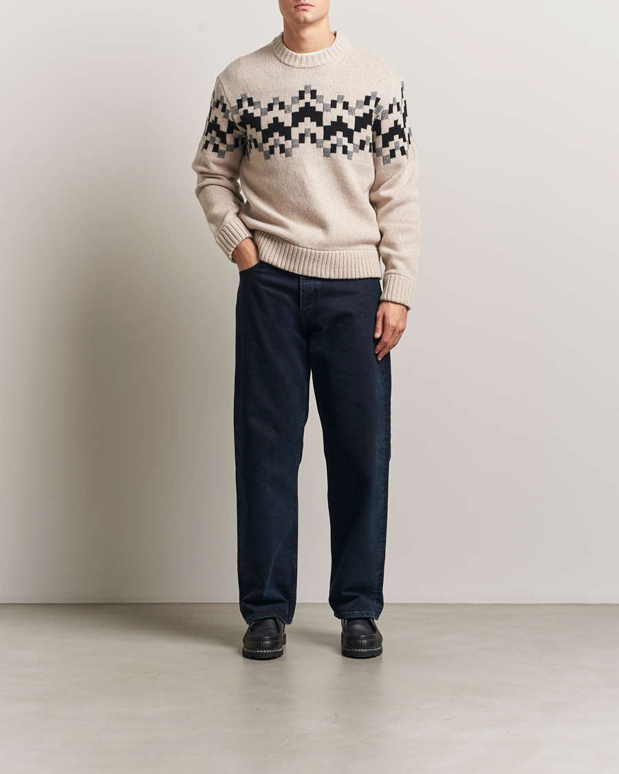Uomini | Maglieria | J.Lindeberg | Faris Wool Knitted Fairisle Sweater Moonbeam