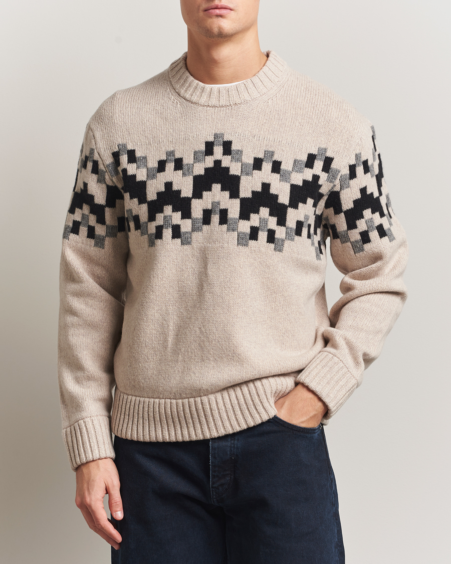 Uomini | Maglieria | J.Lindeberg | Faris Wool Knitted Fairisle Sweater Moonbeam