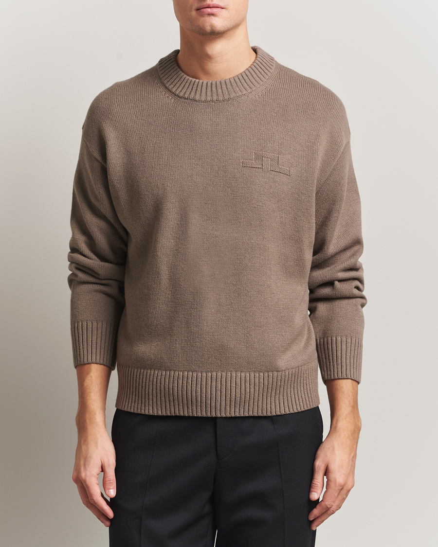 Uomini | Maglieria | J.Lindeberg | Eddy Wool/Cotton Knitted Sweater Brindle