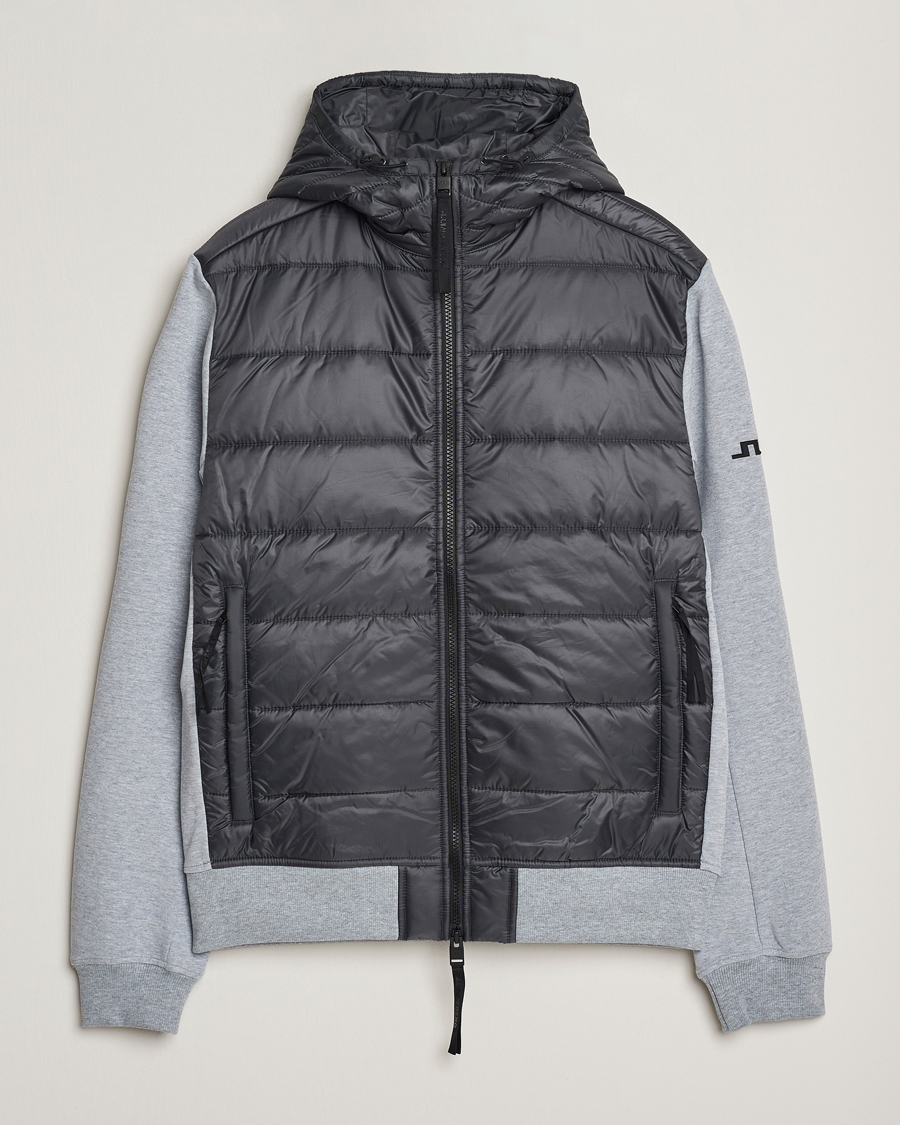 Uomini | Giacche | J.Lindeberg | Seth Hybrid Hooded Full Zip Medium Grey Melange