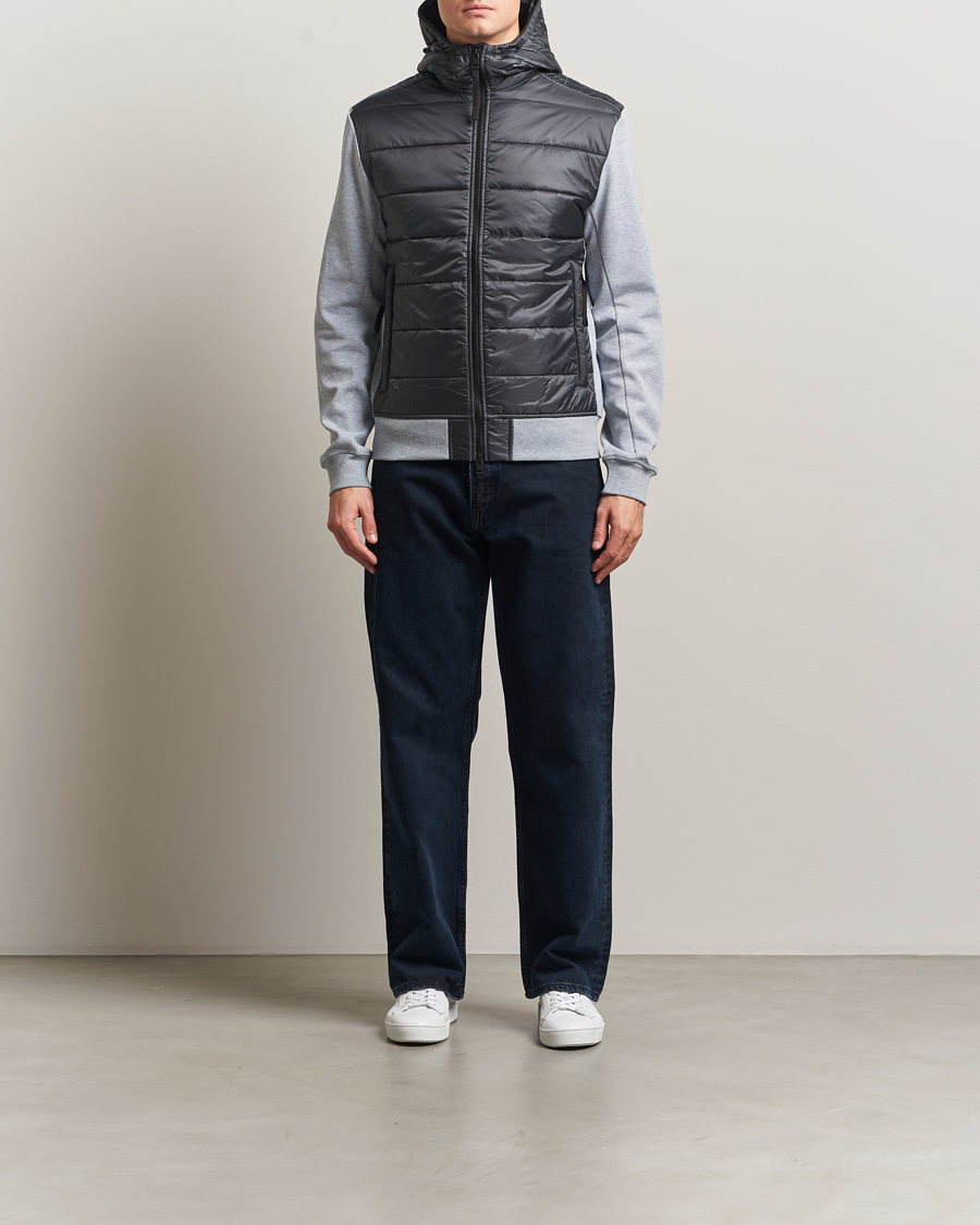 Uomini | Maglieria | J.Lindeberg | Seth Hybrid Hooded Full Zip Medium Grey Melange