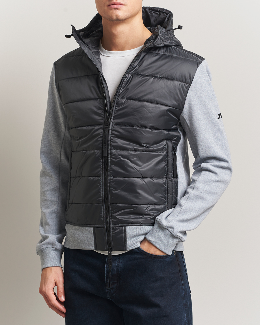 Uomini | Giacche | J.Lindeberg | Seth Hybrid Hooded Full Zip Medium Grey Melange