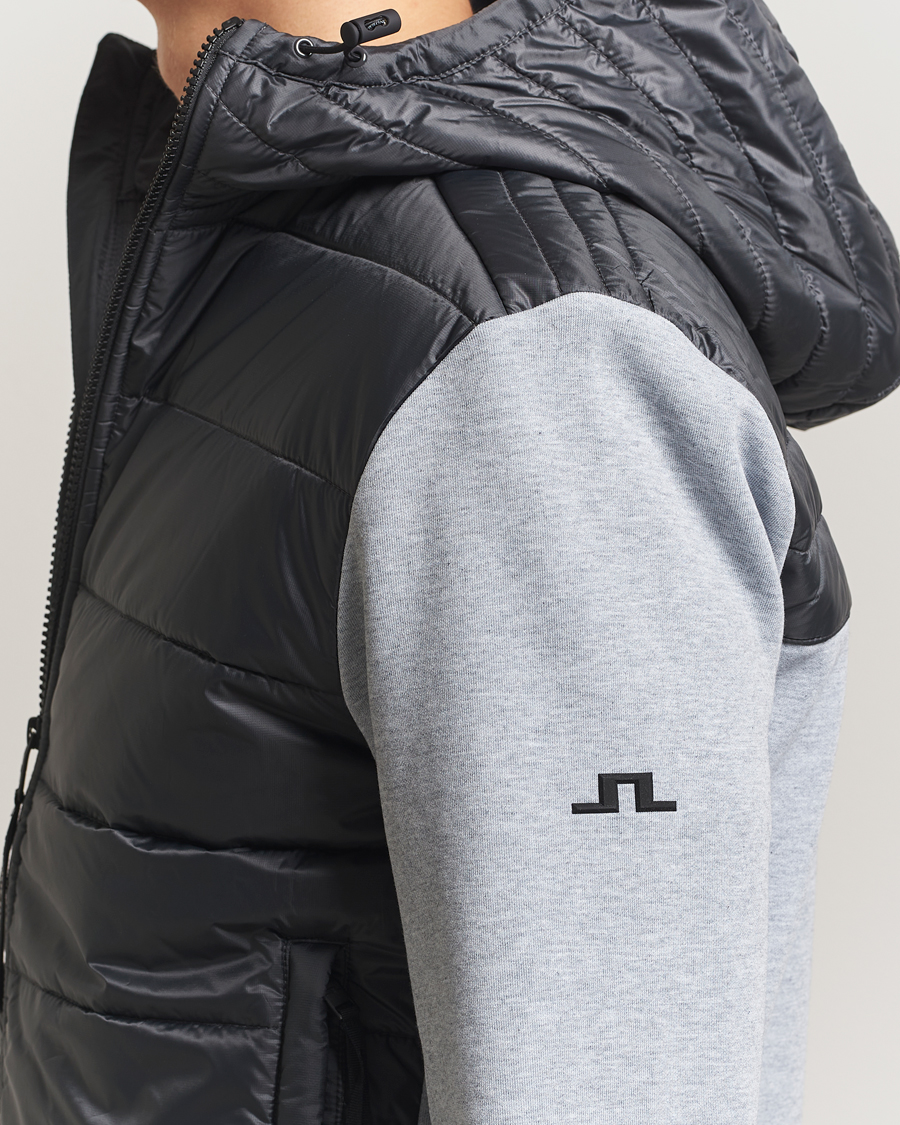 Uomini | Maglieria | J.Lindeberg | Seth Hybrid Hooded Full Zip Medium Grey Melange