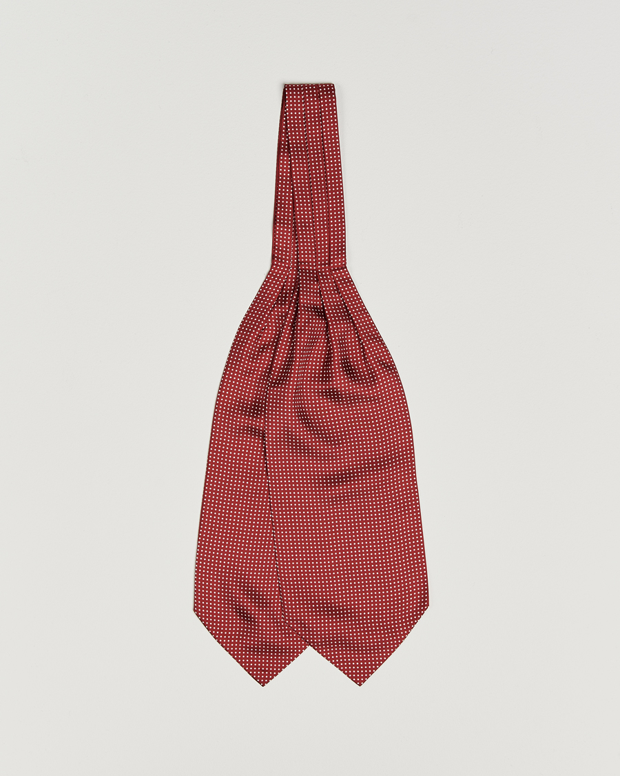 Uomini | Sciarpe | Amanda Christensen | Silk Twill Micro Dot Ascot Wine Red