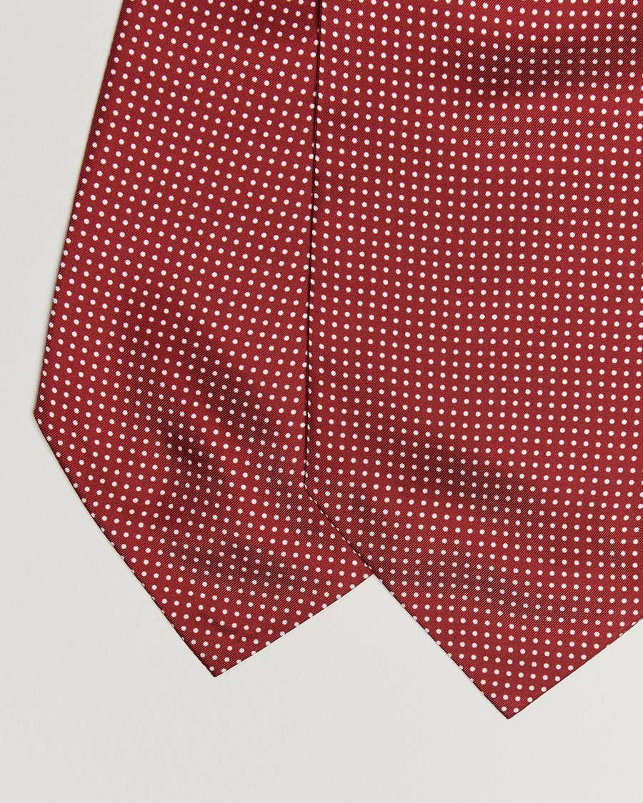 Uomini | Sciarpe | Amanda Christensen | Silk Twill Micro Dot Ascot Wine Red