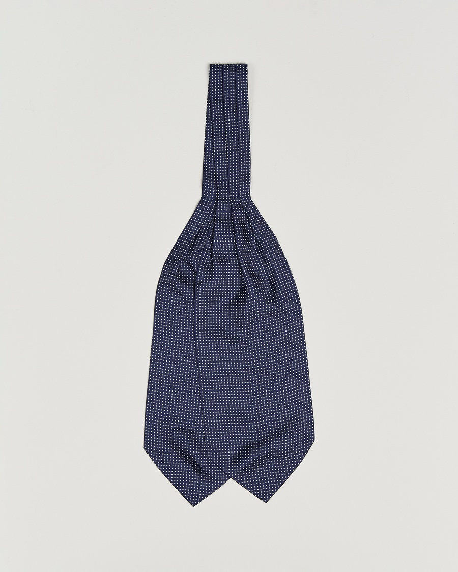 Uomini | Sciarpe | Amanda Christensen | Silk Twill Micro Dot Ascot Navy