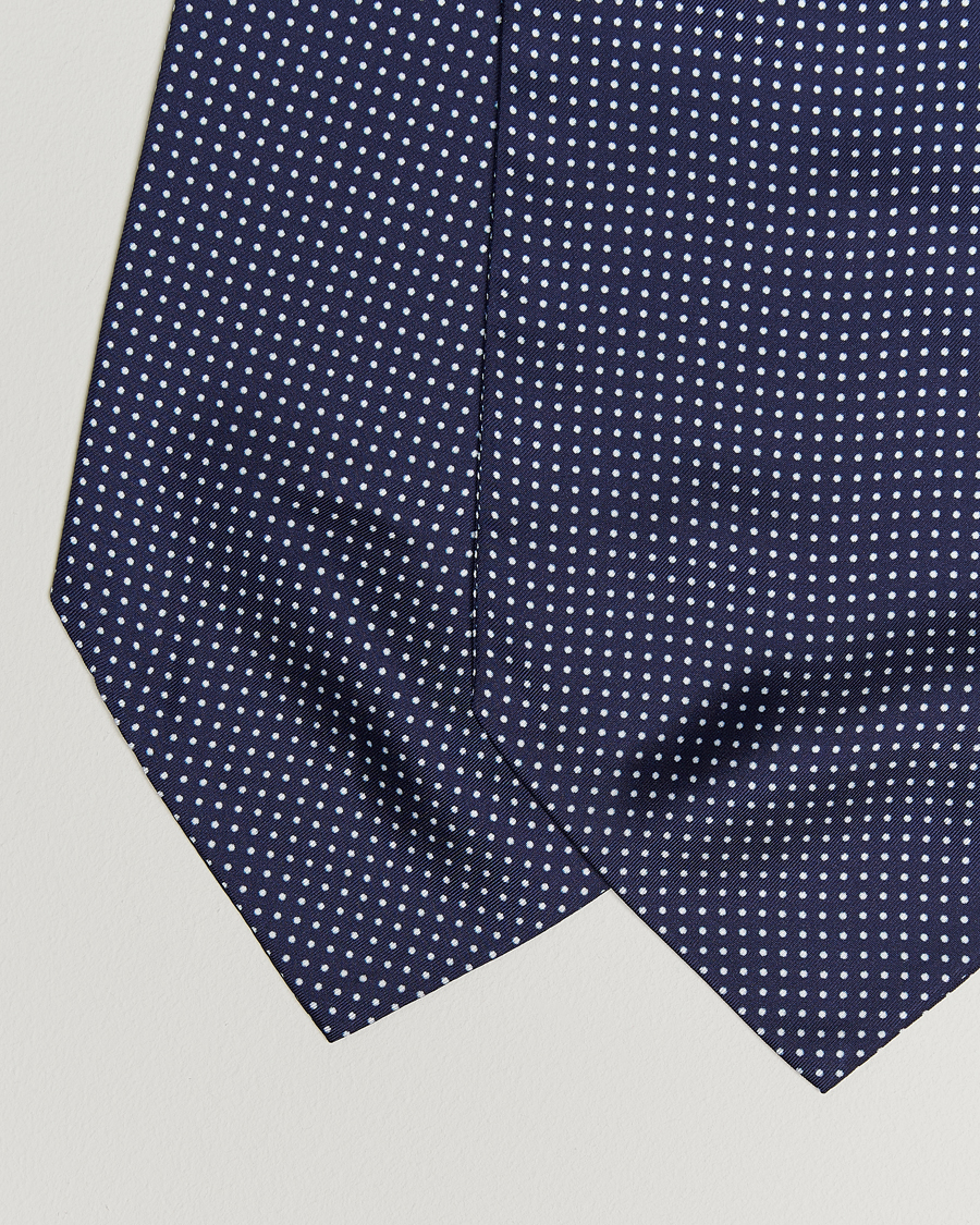 Uomini | Sciarpe | Amanda Christensen | Silk Twill Micro Dot Ascot Navy
