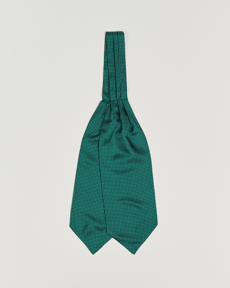 Uomini | Sciarpe | Amanda Christensen | Silk Twill Micro Dot Ascot Bottle Green