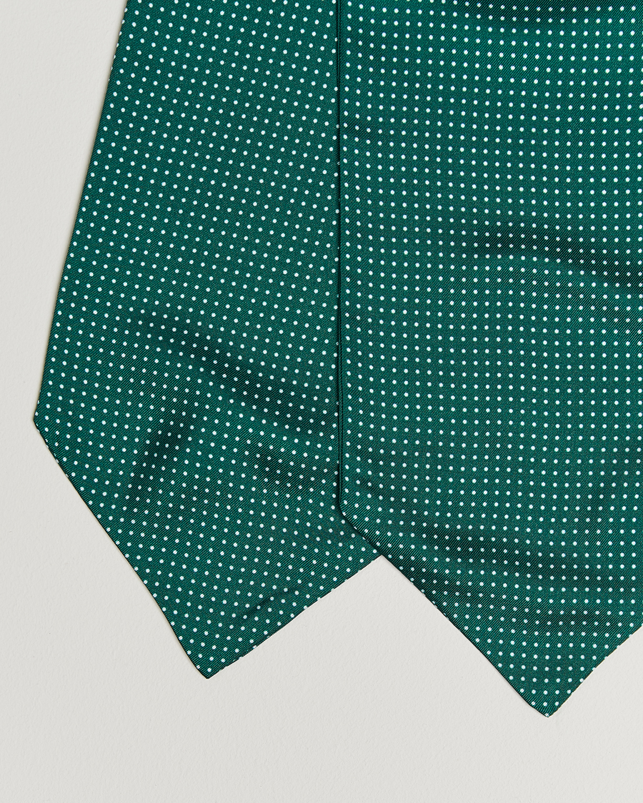 Uomini | Sciarpe | Amanda Christensen | Silk Twill Micro Dot Ascot Bottle Green