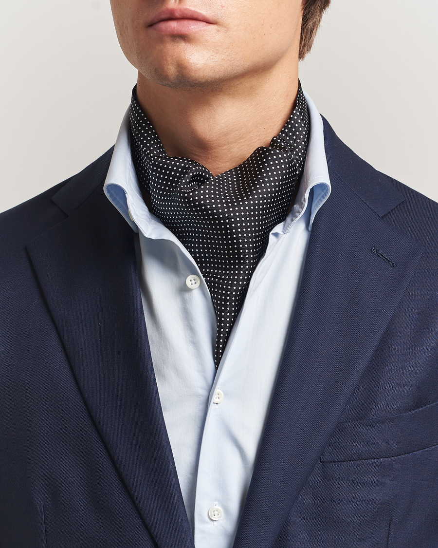 Uomini | Sciarpe | Amanda Christensen | Silk Twill Micro Dot Ascot Black