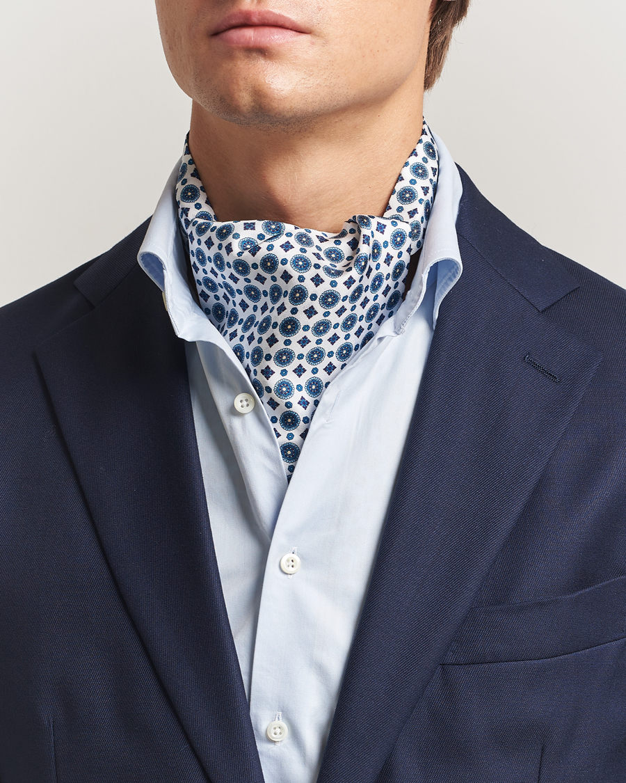 Uomini | Sciarpe | Amanda Christensen | Silk Twill Medallion Ascot White