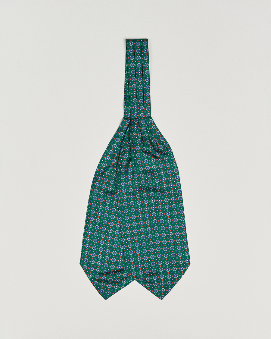 Uomini | Sciarpe | Amanda Christensen | Silk Twill Medallion Ascot Bottle Green