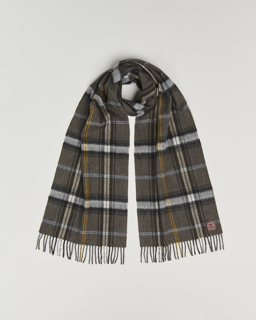 Uomini | Amanda Christensen Wool Checked Scarf Olive | Amanda Christensen | Wool Checked Scarf Olive