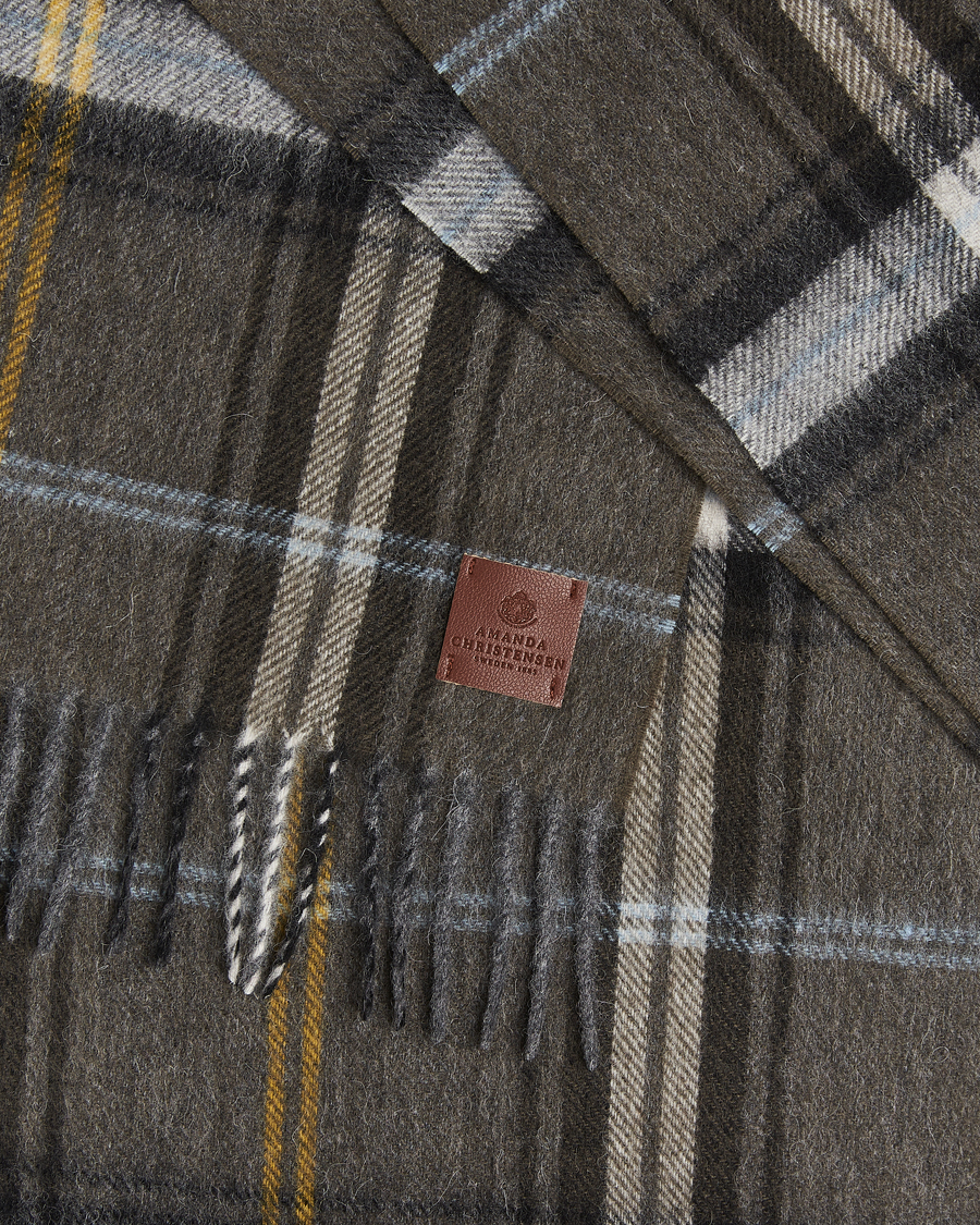 Uomini | Amanda Christensen Wool Checked Scarf Olive | Amanda Christensen | Wool Checked Scarf Olive
