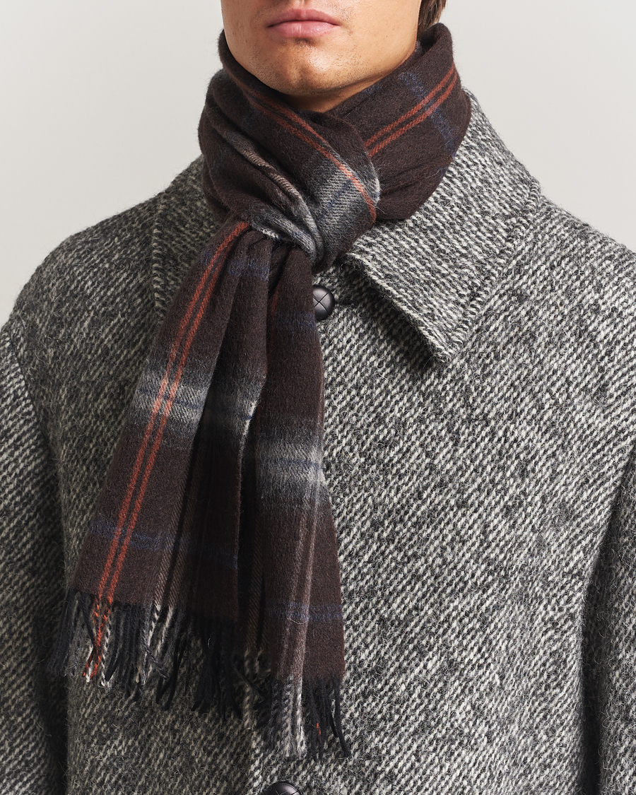 Uomini | Sciarpe | Amanda Christensen | Wool Checked Scarf Brown