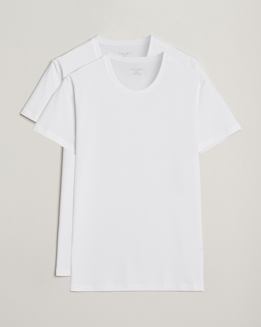 Uomini | T-shirt | Falke | 2-Pack Cotton Crew Neck T-Shirt White