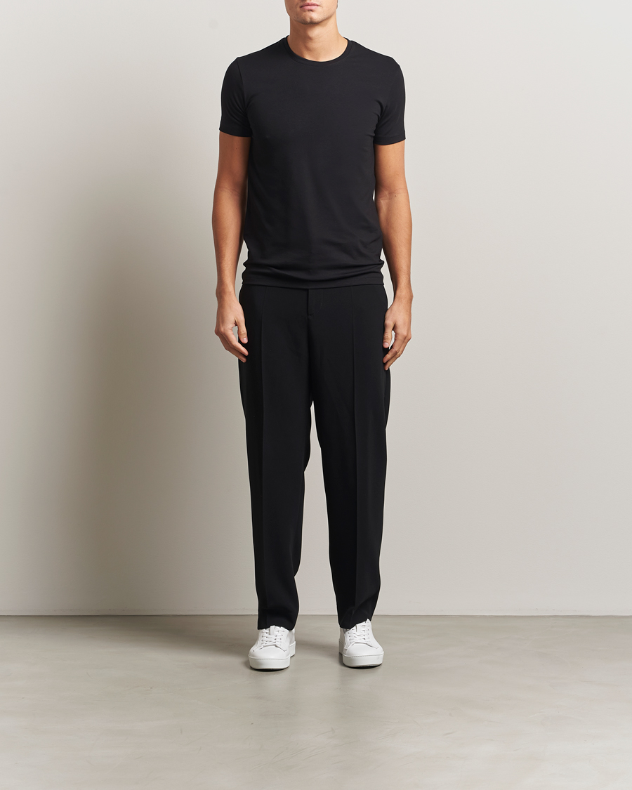 Uomini | T-shirt | Falke | 2-Pack Cotton Crew Neck T-Shirt Black