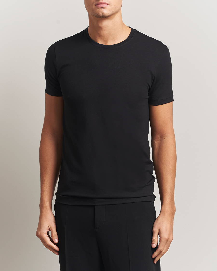 Uomini | T-shirt | Falke | 2-Pack Cotton Crew Neck T-Shirt Black