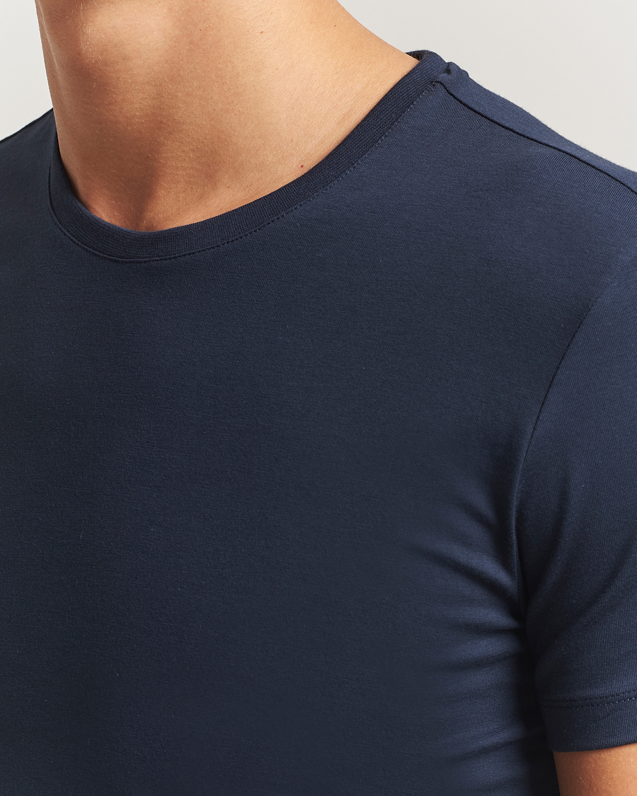 Uomini | T-shirt | Falke | 2-Pack Cotton Crew Neck T-Shirt Midnight