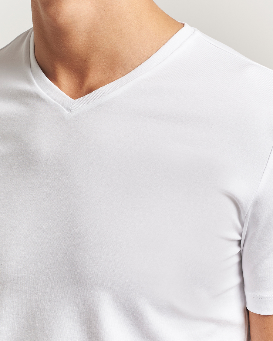 Uomini | T-shirt | Falke | 2-Pack Cotton V-Neck T-Shirt White