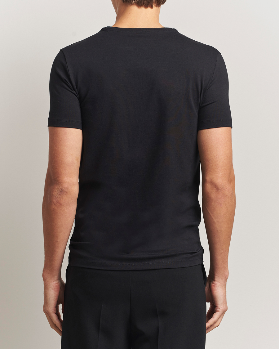 Uomini | T-shirt | Falke | 2-Pack Cotton V-Neck T-Shirt Black