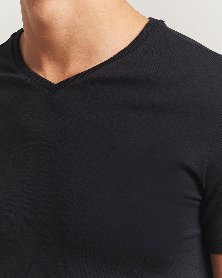 Uomini | T-shirt | Falke | 2-Pack Cotton V-Neck T-Shirt Black