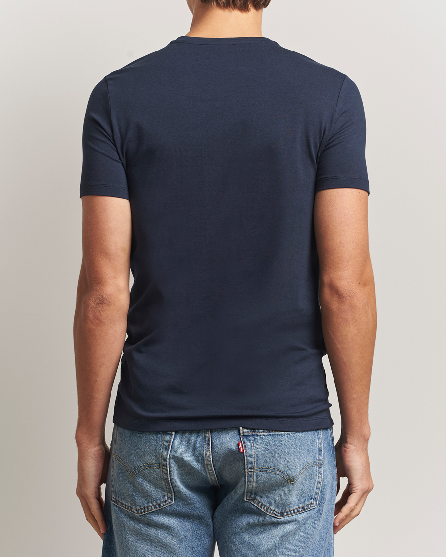 Uomini | T-shirt | Falke | 2-Pack Cotton V-Neck T-Shirt Midnight