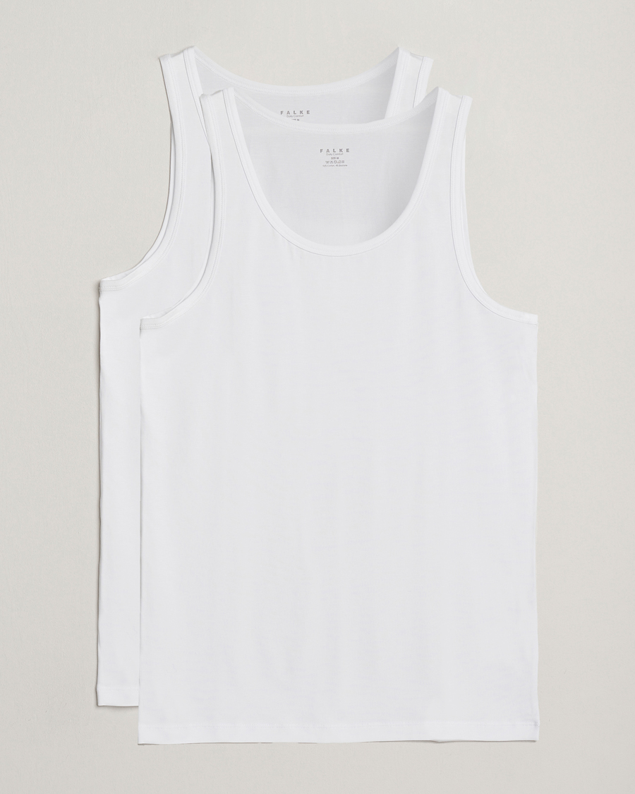 Uomini | T-shirt | Falke | 2-Pack Cotton Tank Top White