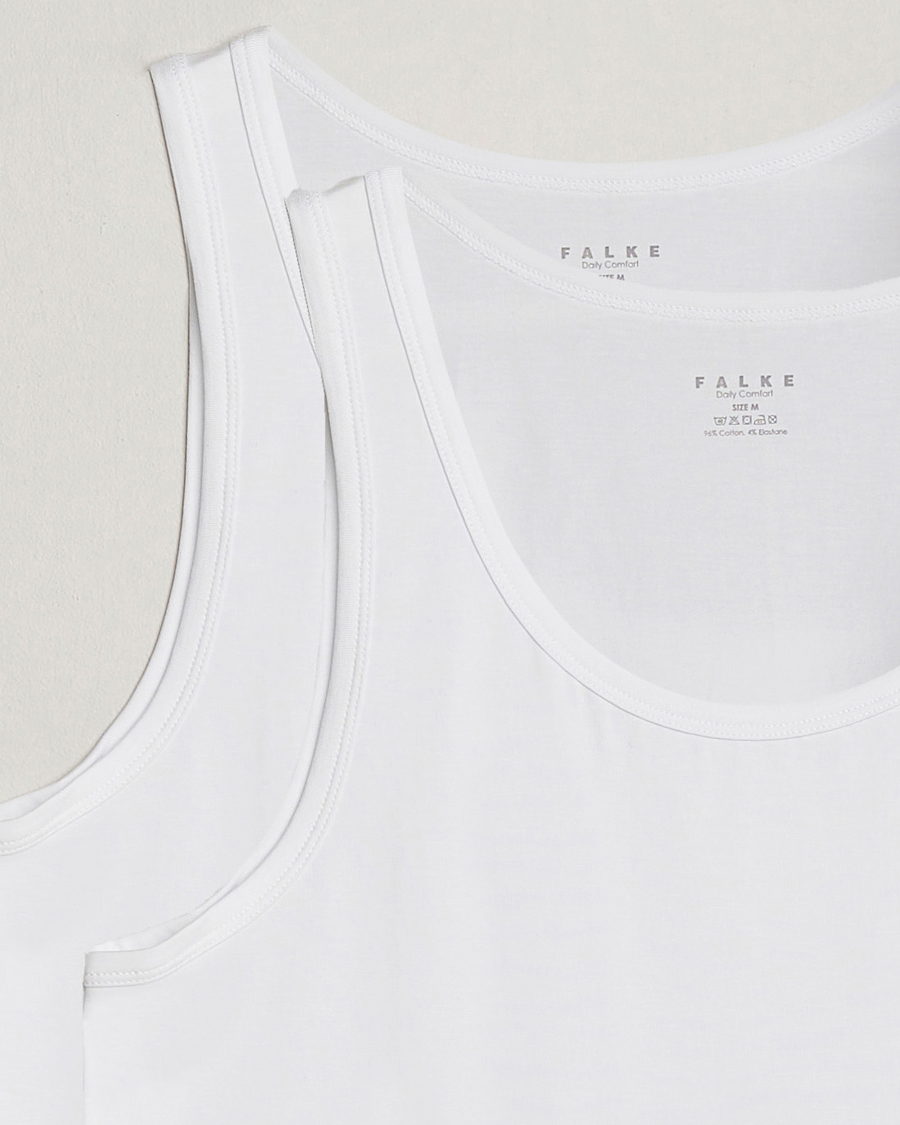 Uomini | T-shirt | Falke | 2-Pack Cotton Tank Top White