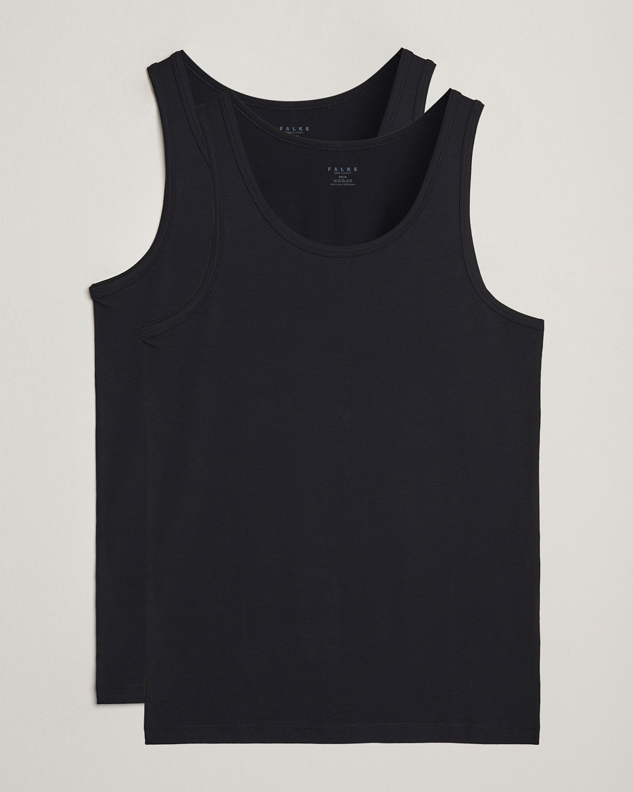 Uomini | T-shirt | Falke | 2-Pack Cotton Tank Top Black