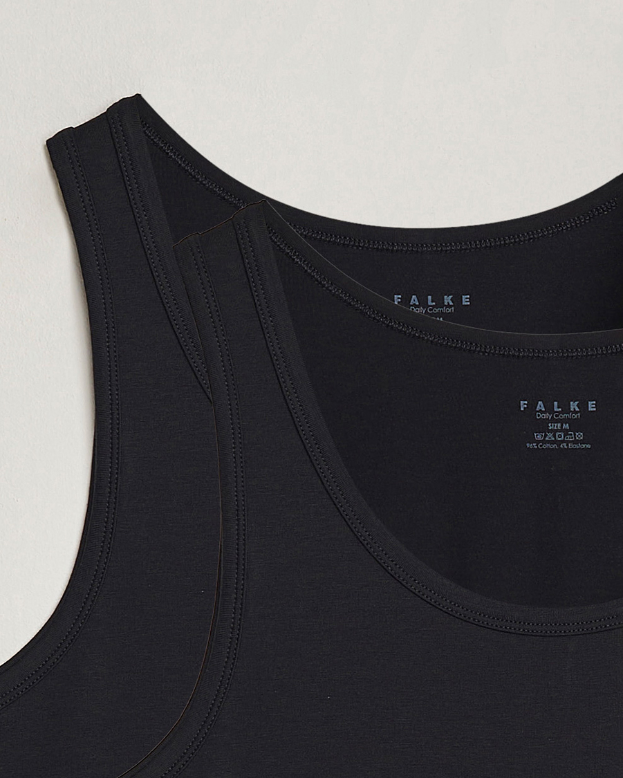 Uomini | T-shirt | Falke | 2-Pack Cotton Tank Top Black