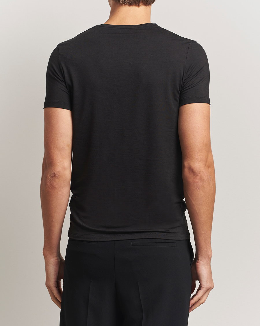 Uomini | T-shirt | Falke | Clima Wool Crew Neck T-Shirt Black