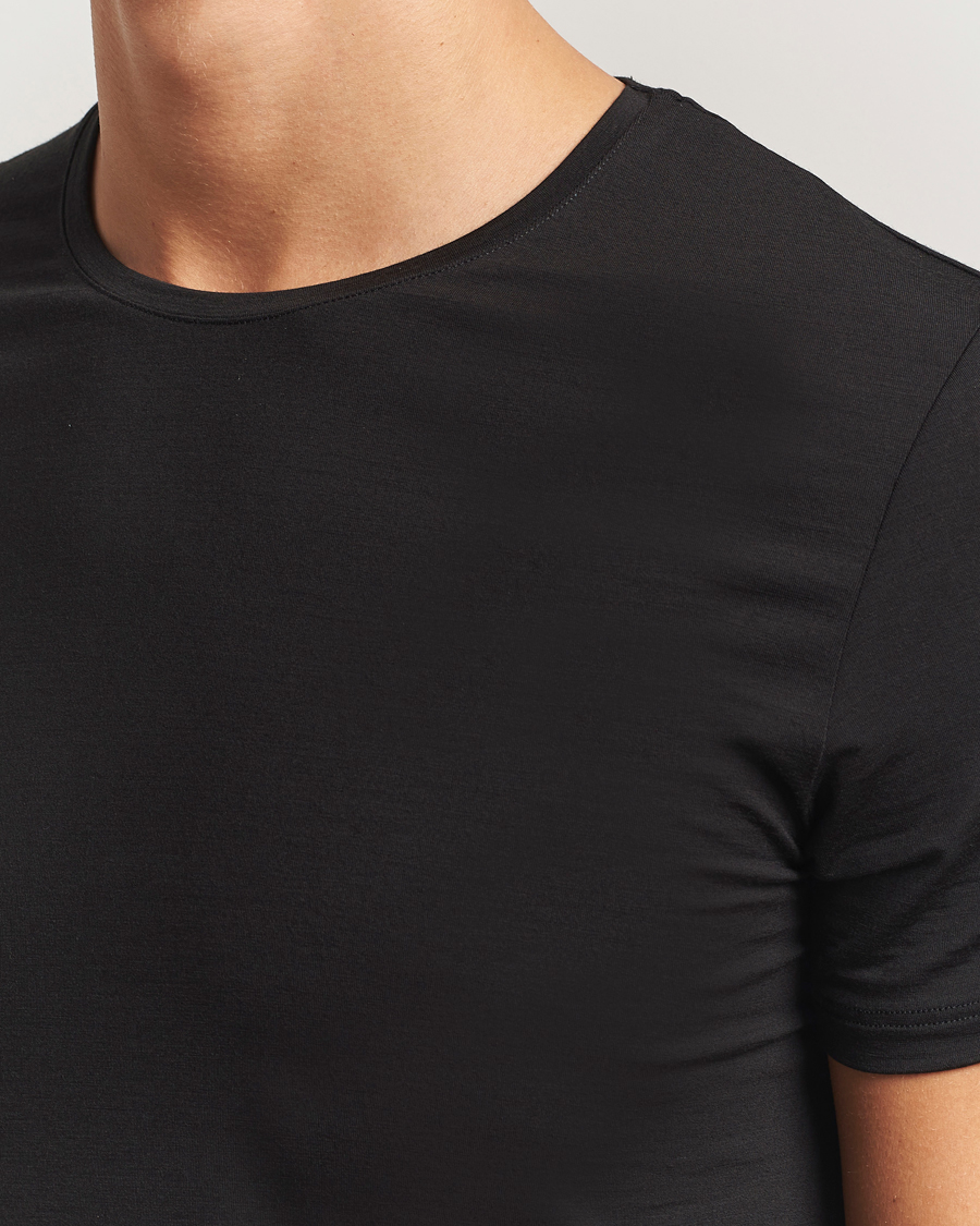 Uomini | T-shirt | Falke | Clima Wool Crew Neck T-Shirt Black