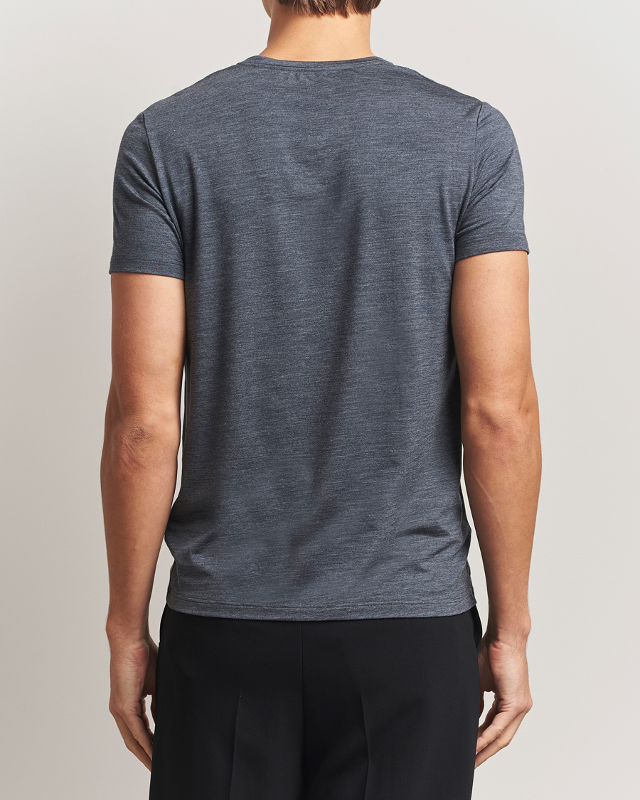 Uomini | T-shirt | Falke | Clima Wool Crew Neck T-Shirt Dark Grey Heather