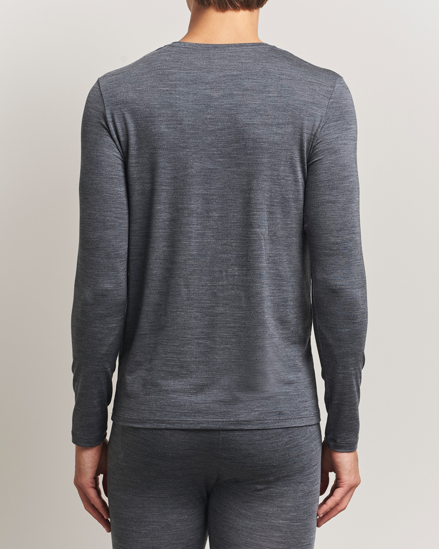 Uomini | T-shirt | Falke | Clima Wool Wool Long Sleeve T-Shirt Dark Grey Heather