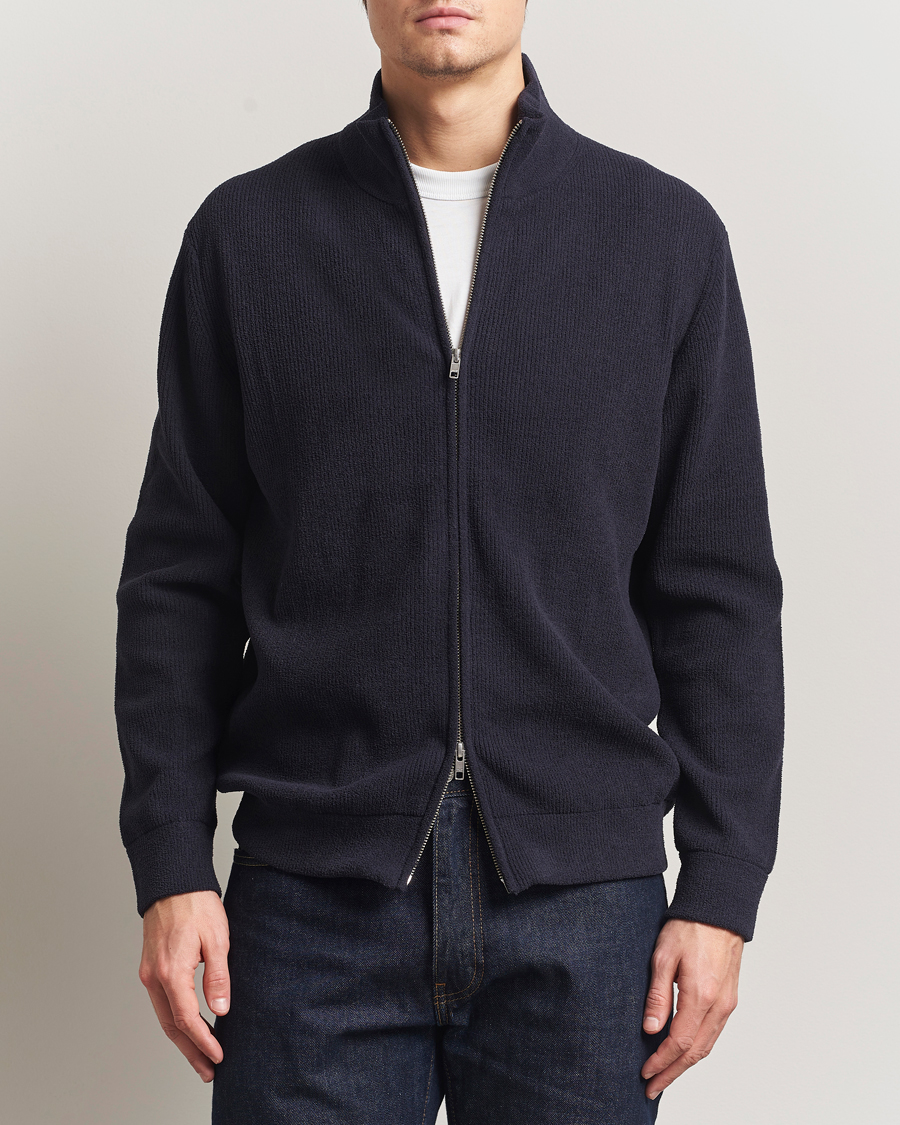 Uomini | Maglieria | NN07 | Danny Rib Knitted Full Zip Navy Blue