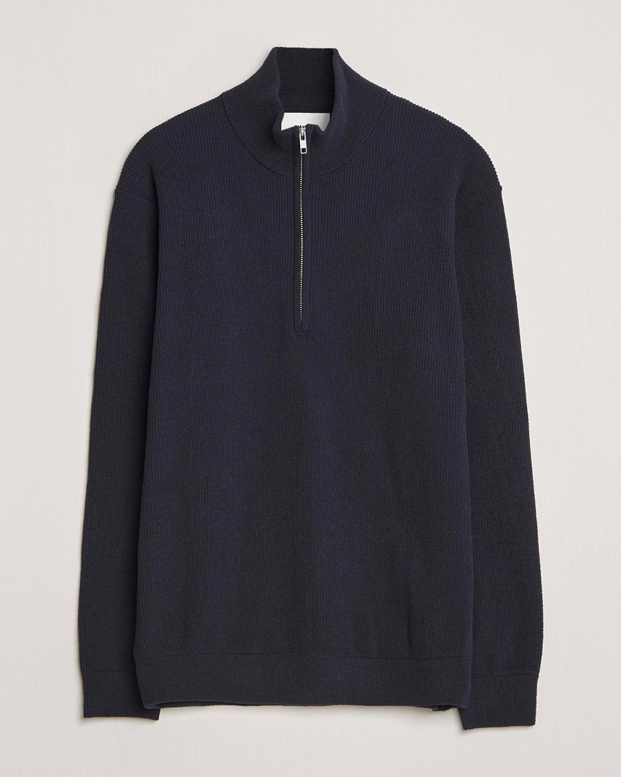 Uomini | Maglieria | NN07 | Danny Rib Knitted Half Zip Navy Blue