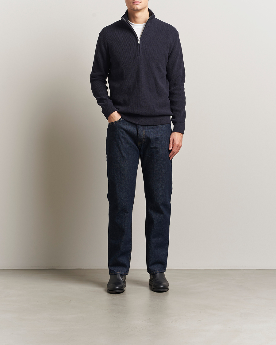 Uomini | Maglieria | NN07 | Danny Rib Knitted Half Zip Navy Blue