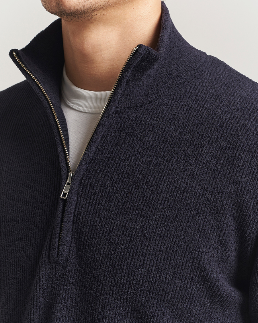 Uomini | Maglieria | NN07 | Danny Rib Knitted Half Zip Navy Blue