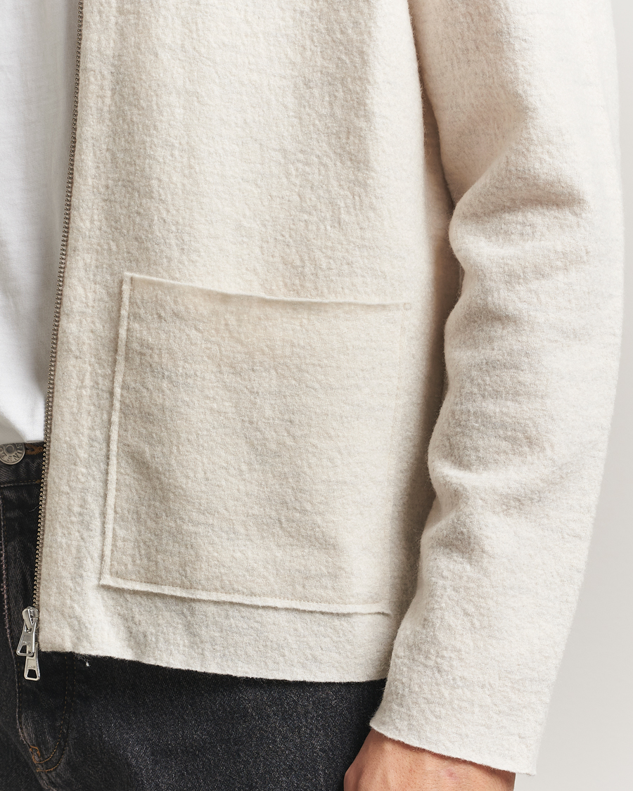 Uomini | Maglieria | NN07 | Jonas Boiled Wool Full Zip Ivory