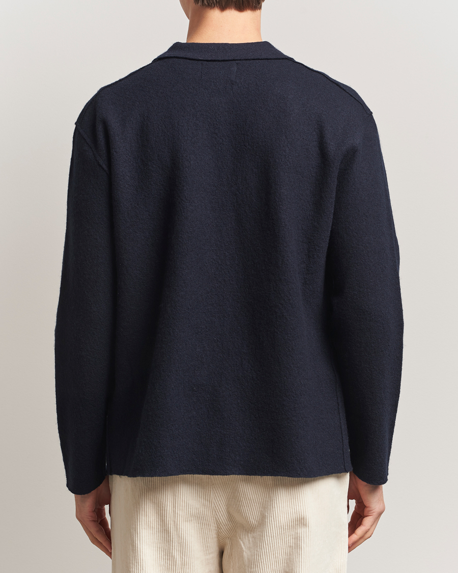 Uomini | Maglieria | NN07 | Jonas Boiled Wool Full Zip Navy Blue
