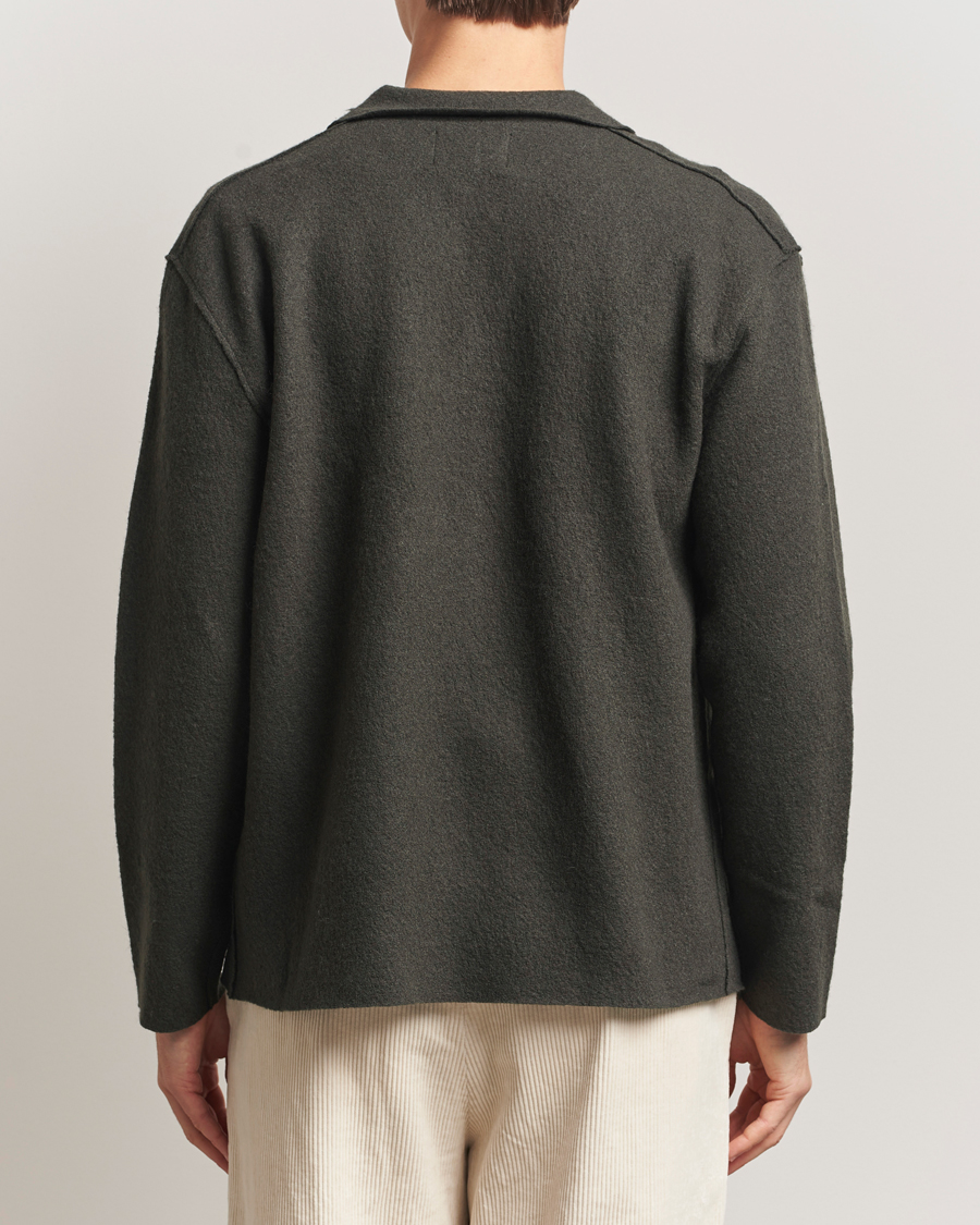 Uomini | Maglieria | NN07 | Jonas Boiled Wool Full Zip Dark Army