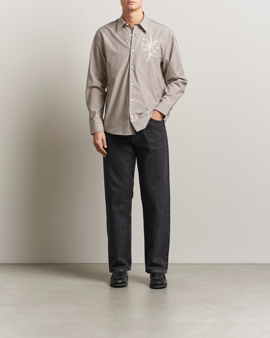 Uomini | Camicie | NN07 | Quinsy Striped Embroidered Shirt Brown