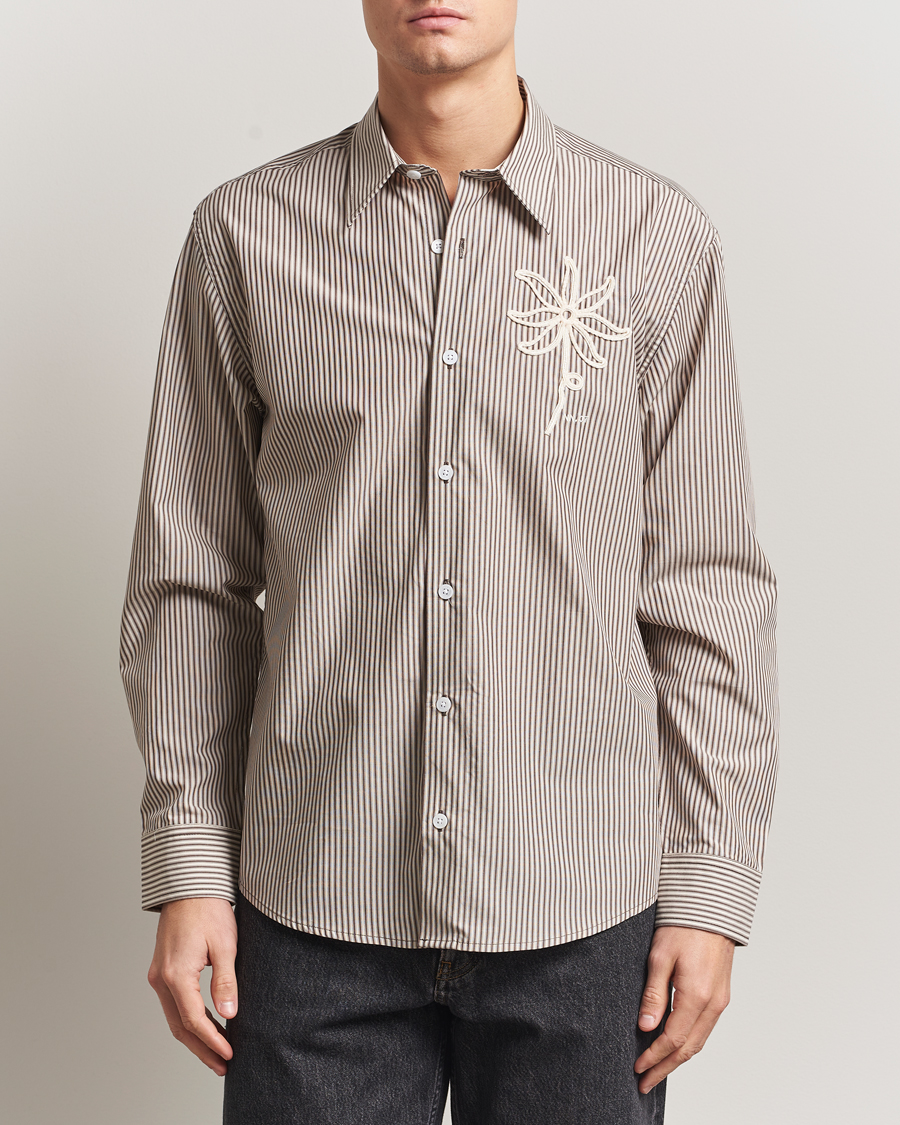 Uomini | Camicie | NN07 | Quinsy Striped Embroidered Shirt Brown