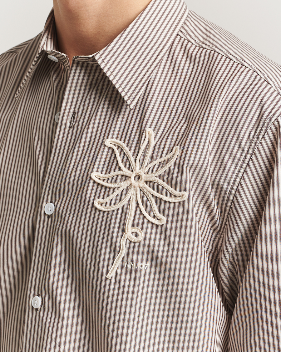 Uomini | Camicie | NN07 | Quinsy Striped Embroidered Shirt Brown