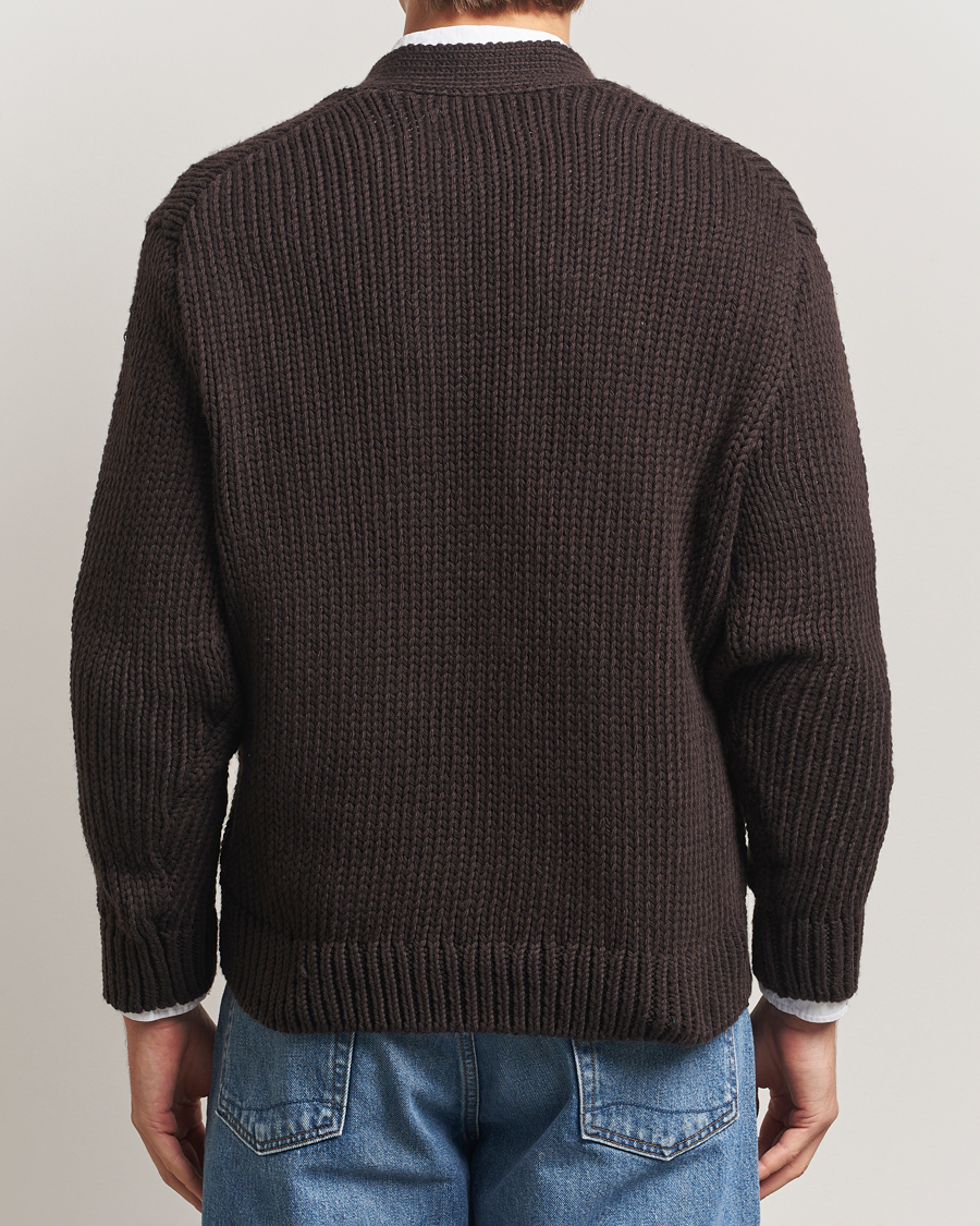 Uomini | Maglieria | NN07 | Mika Knitted Flower Cardigan Dusky Port