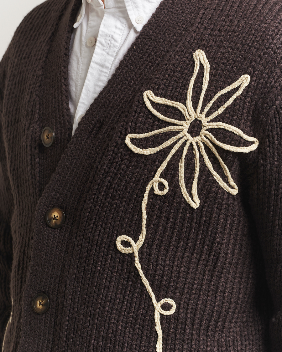 Uomini | Maglieria | NN07 | Mika Knitted Flower Cardigan Dusky Port