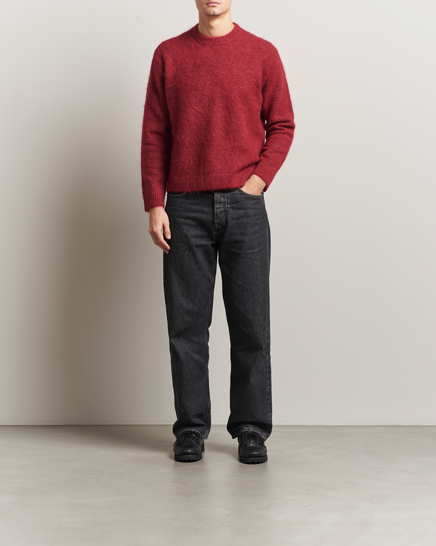 Uomini | Maglieria | NN07 | Russell Alpaca Knitted Crew Neck Cranberry